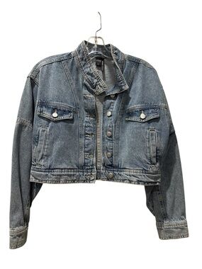 Simons Vintage-Inspired Blue Cropped Denim Jacket